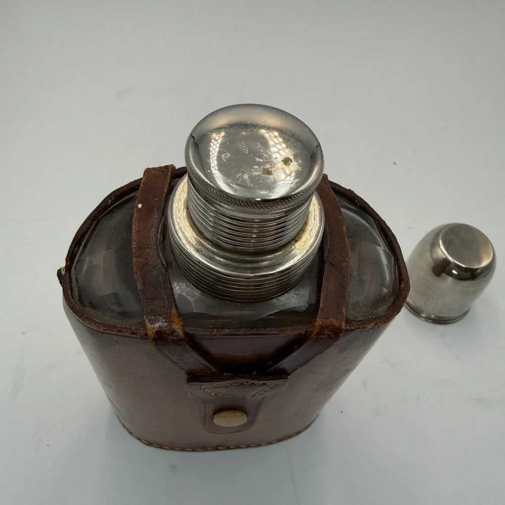 Vintage Liquor Flask Container With Shot Glasses Made In Germany